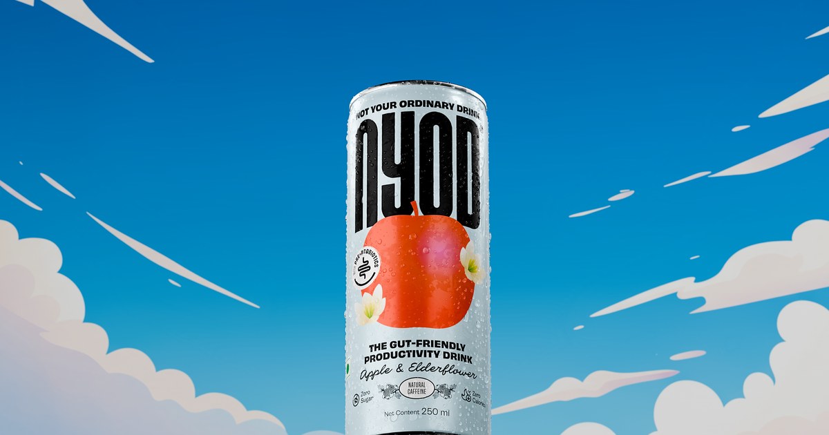 NYOD Apple & Elderflower can, with a probiotic and a prebiotic in every can